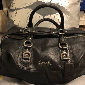 Black all leather large Coach bag